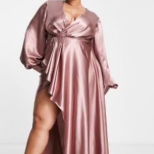 Elegant Satin Pink Dress